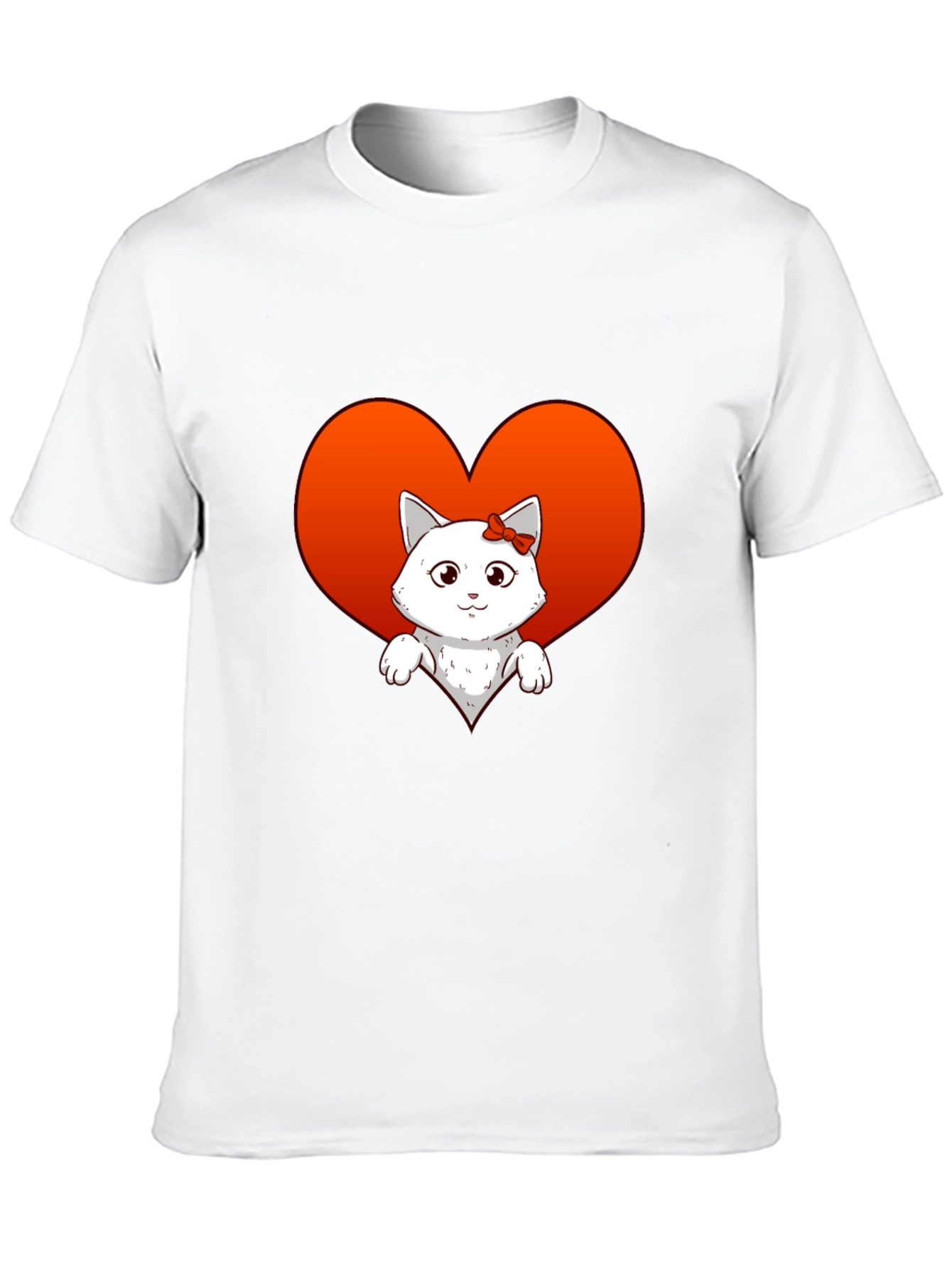 Cute Cat Heart T-Shirt - Unisex Black Tee