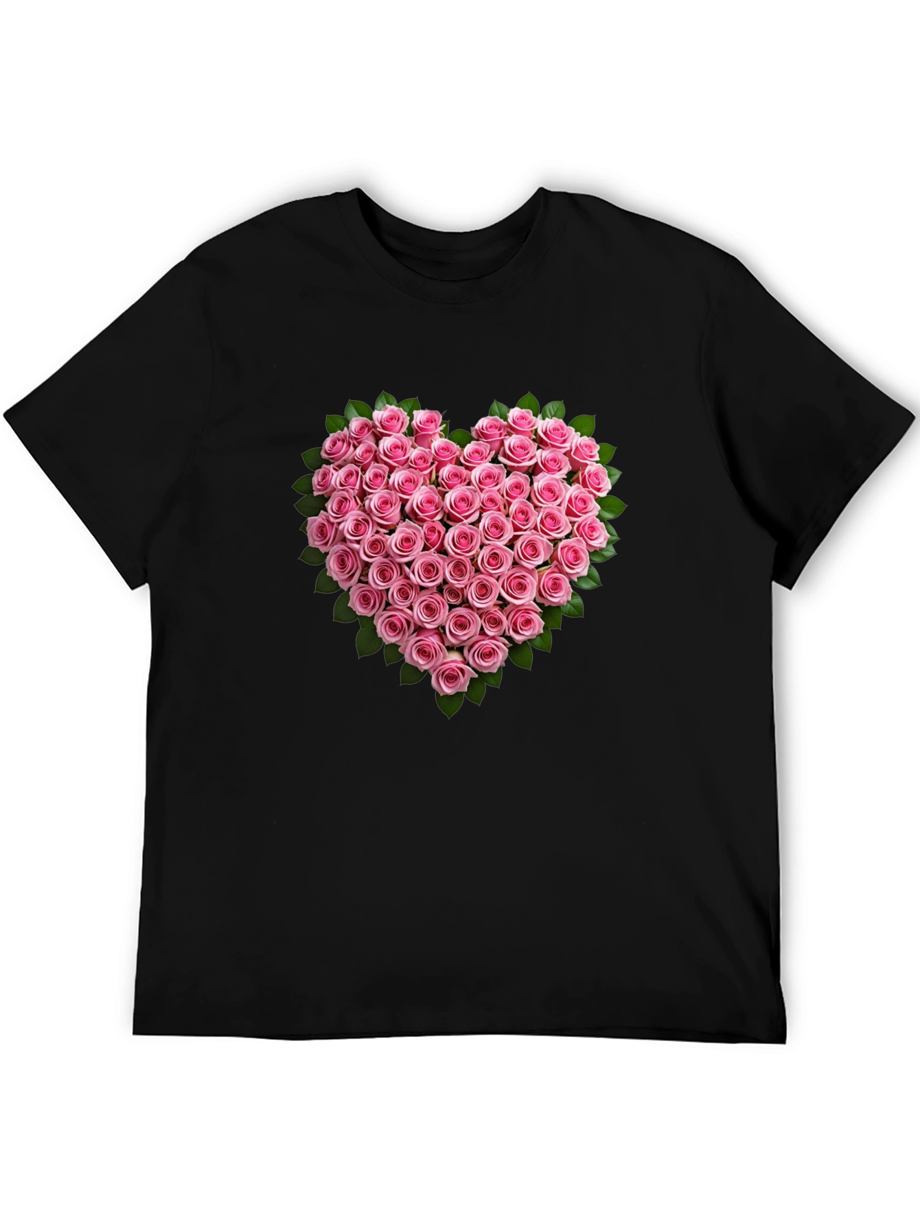 Heart Roses Black T-Shirt