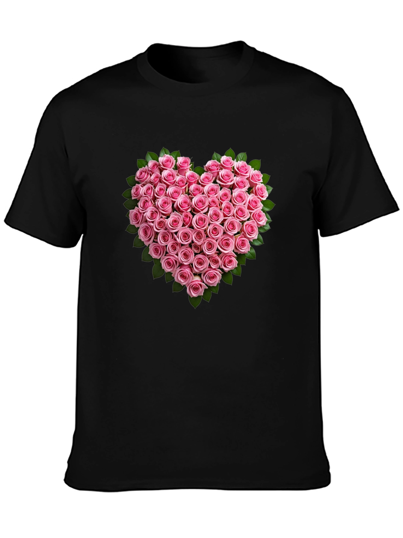 Heart Roses Black T-Shirt