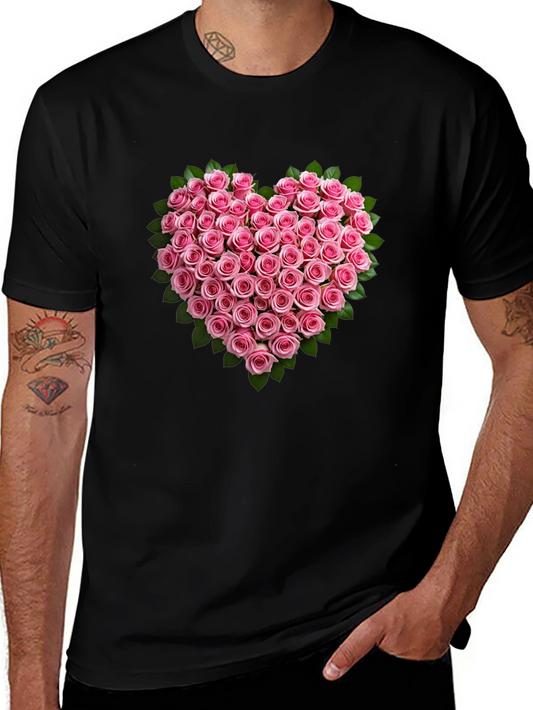 Heart Roses Black T-Shirt