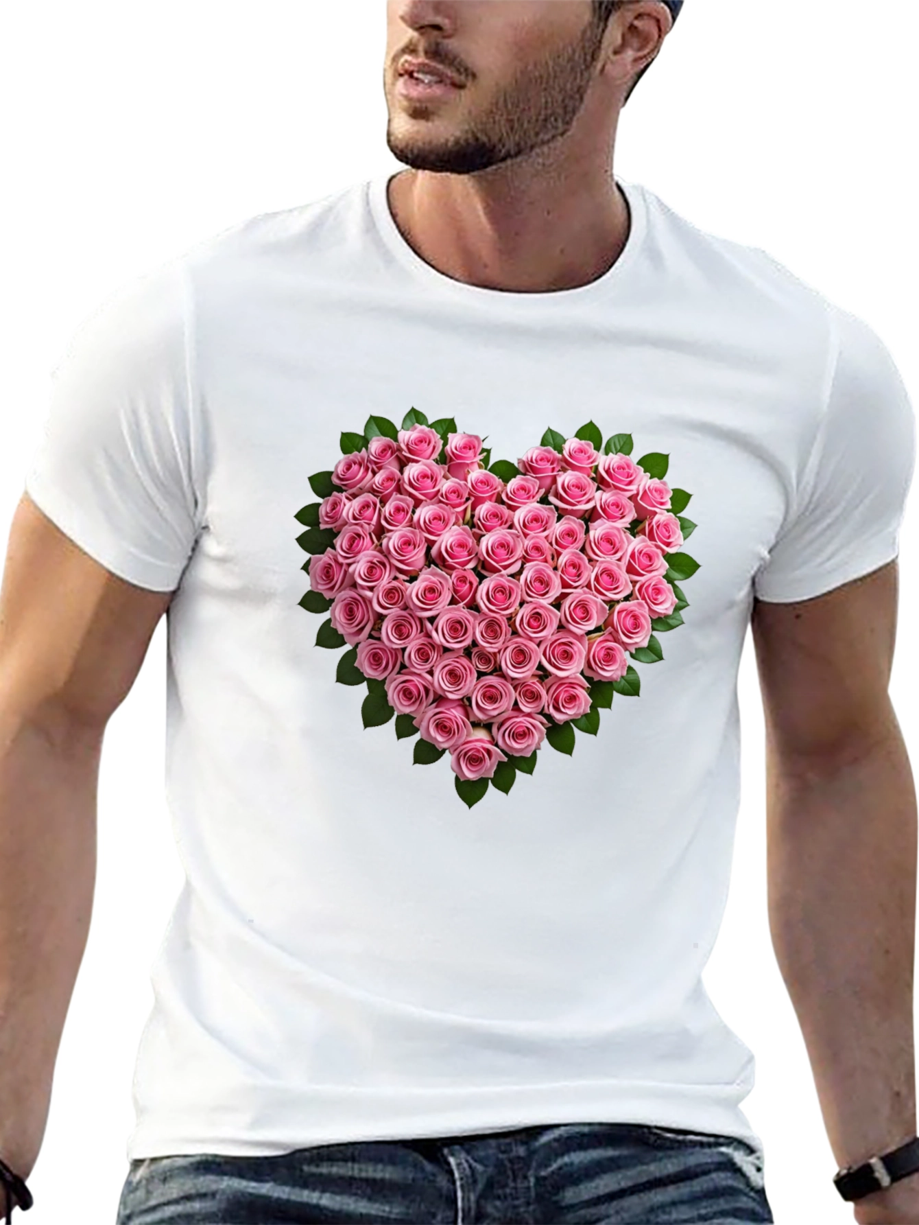 Heart Roses Black T-Shirt