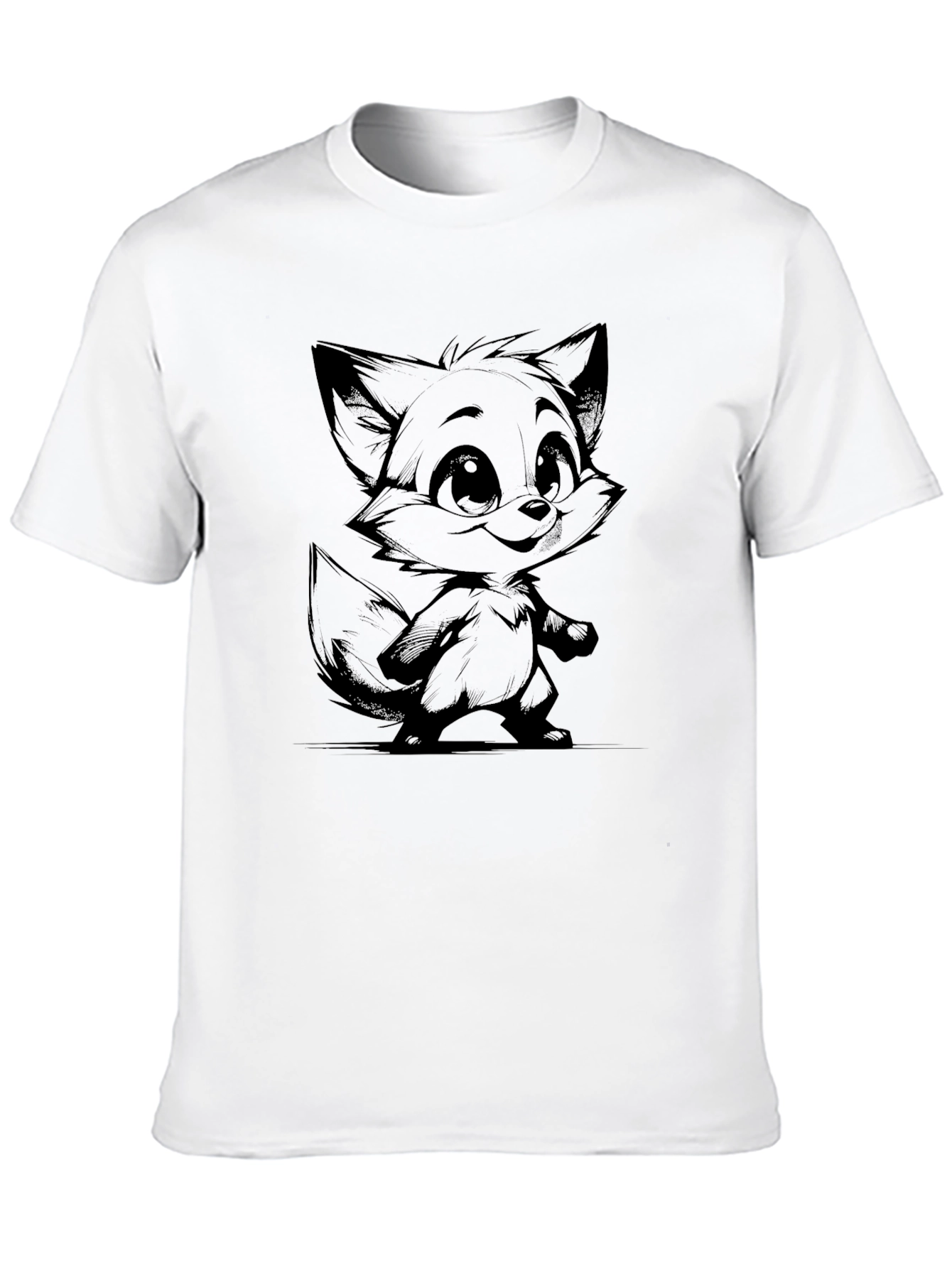 Fox Graphic Black T-Shirt - Cartoon Style