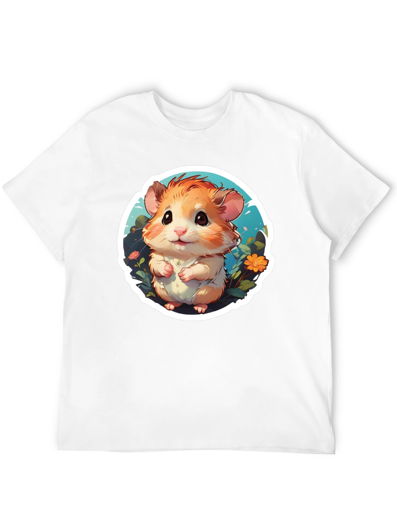 Cute Hamster Graphic Tee - Black Cotton Blend