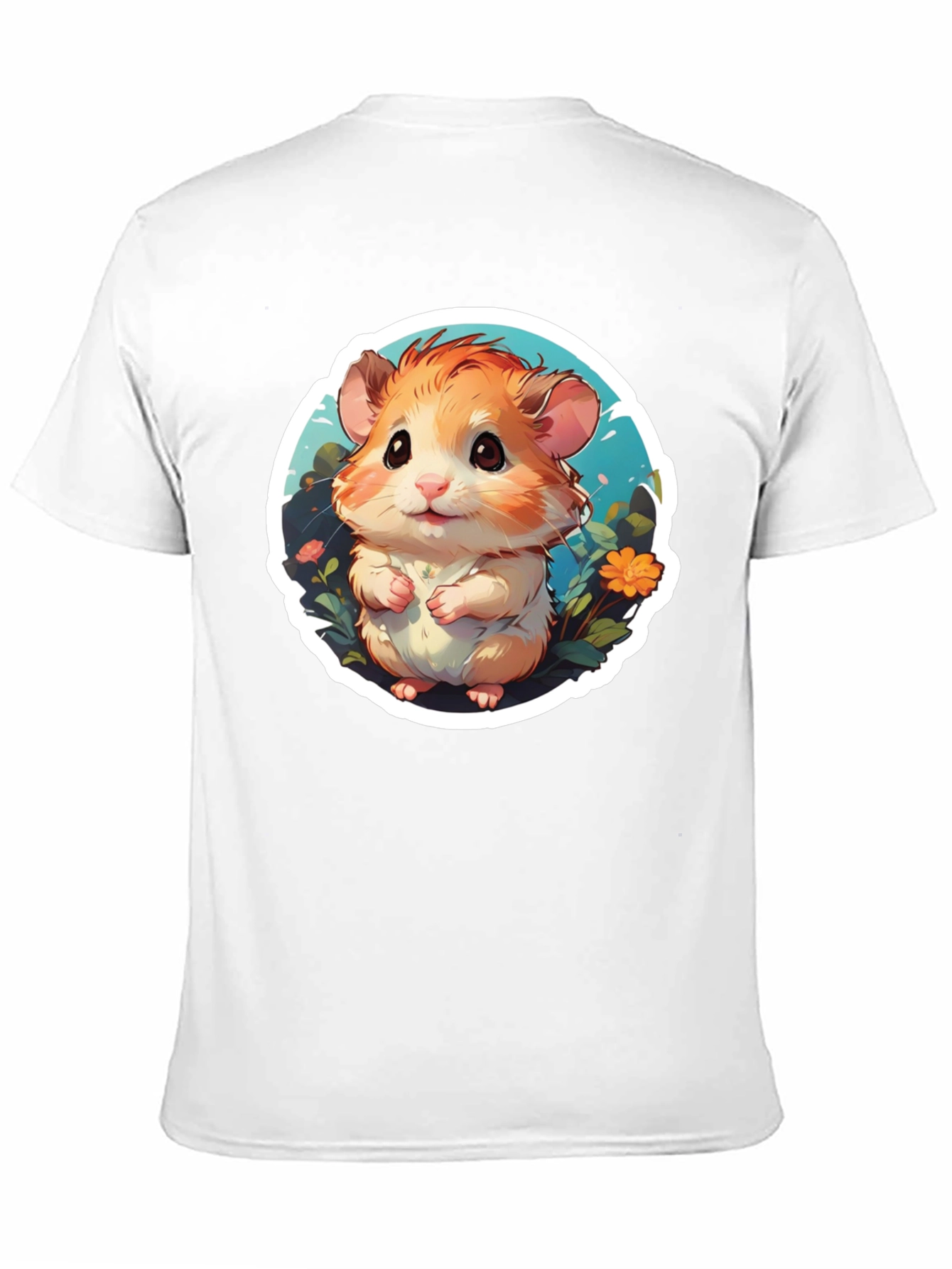 Cute Hamster Graphic Tee - Black Cotton Blend