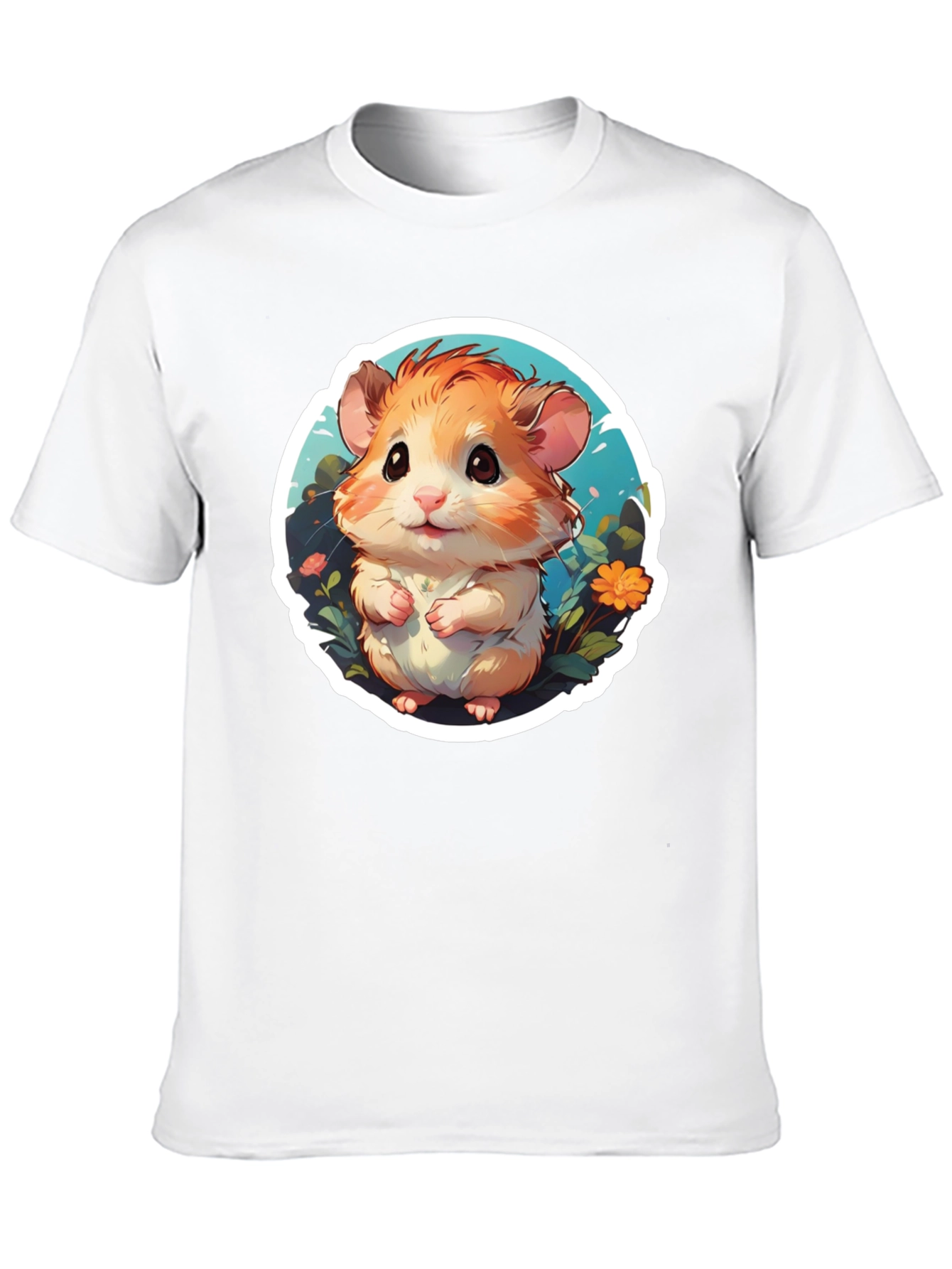 Cute Hamster Graphic Tee - Black Cotton Blend