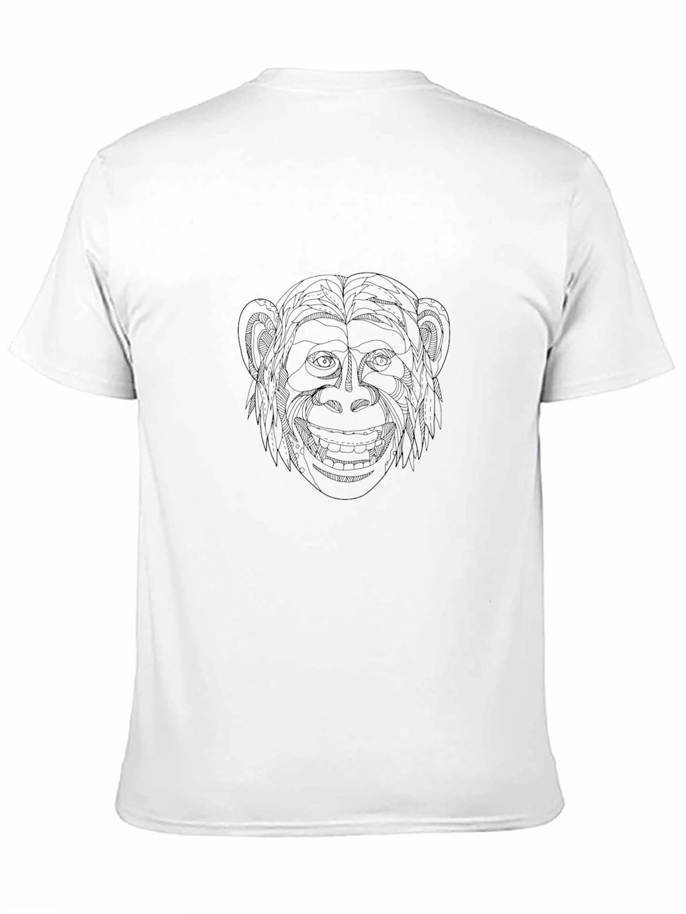 Monkey Face Line Art Graphic Tee - Black