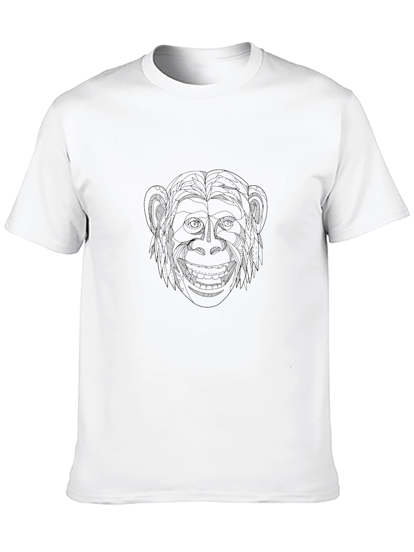 Monkey Face Line Art Graphic Tee - Black