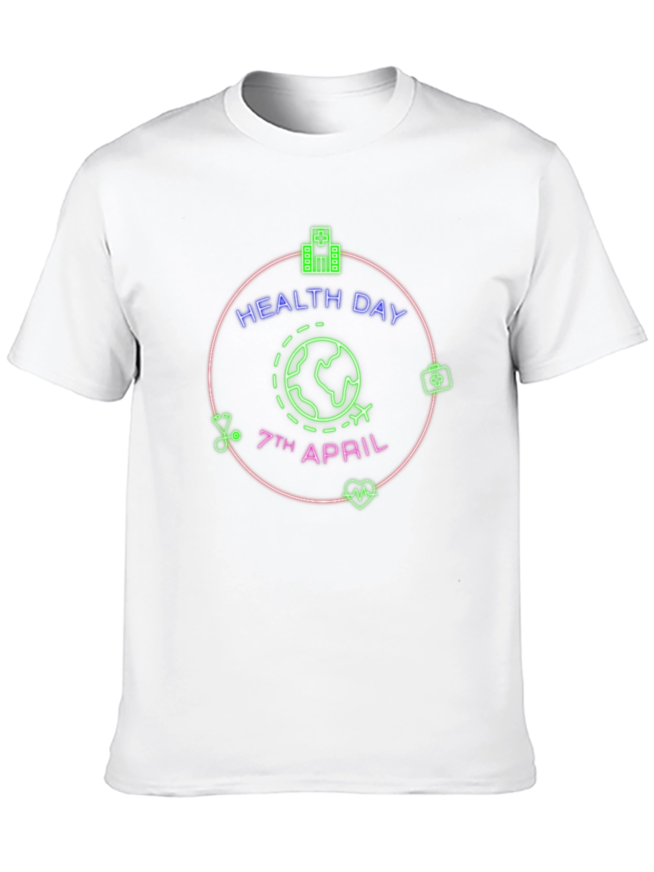 World Health Day T-Shirt - Neon Design Black