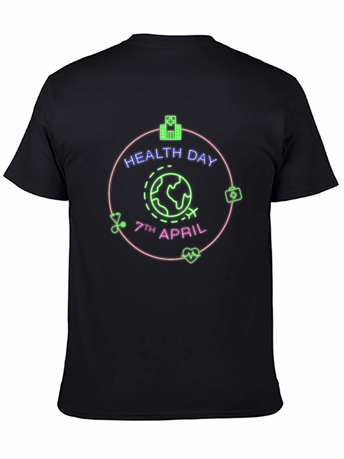 World Health Day T-Shirt - Neon Design Black