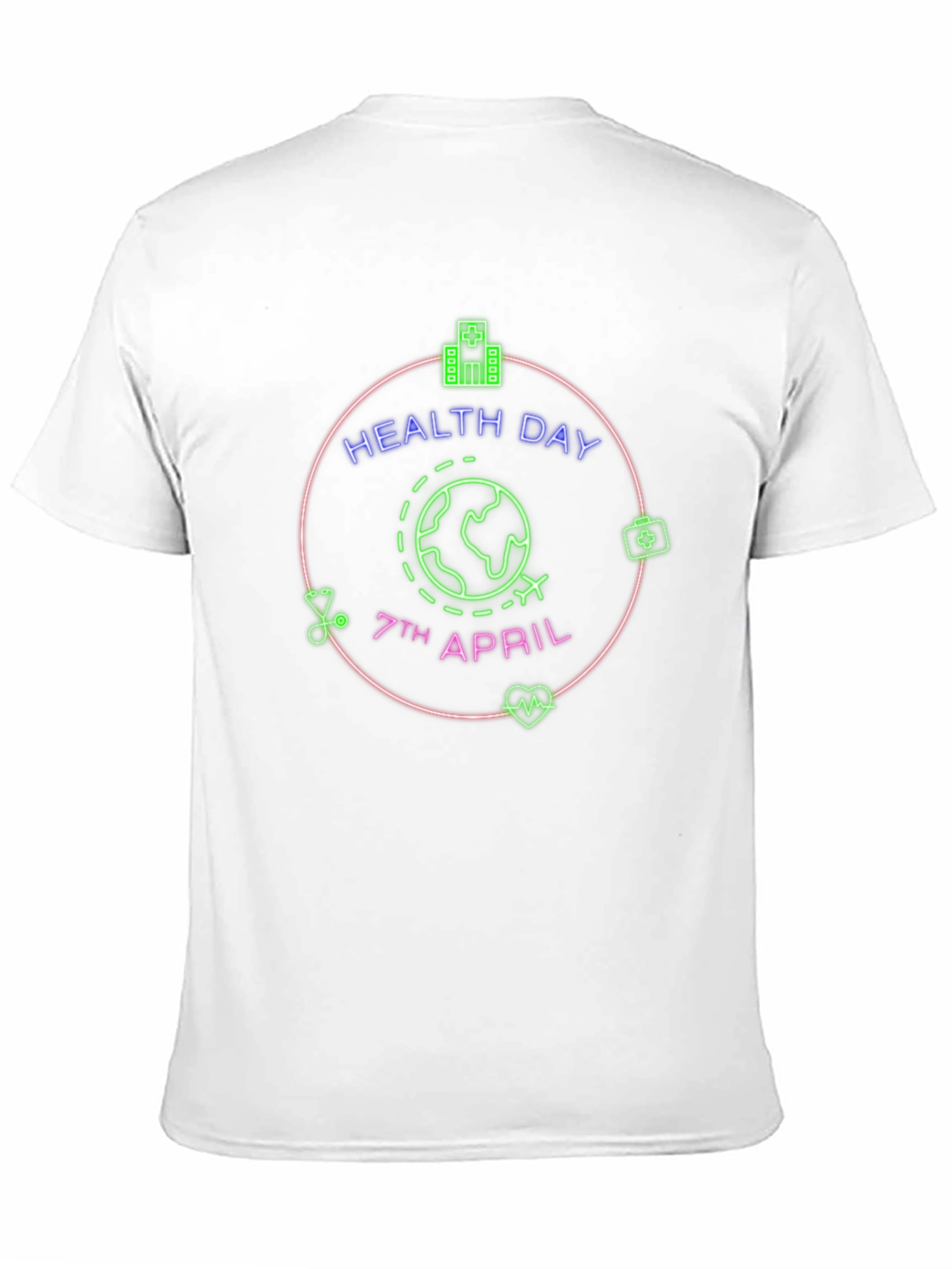 World Health Day T-Shirt - Neon Design Black
