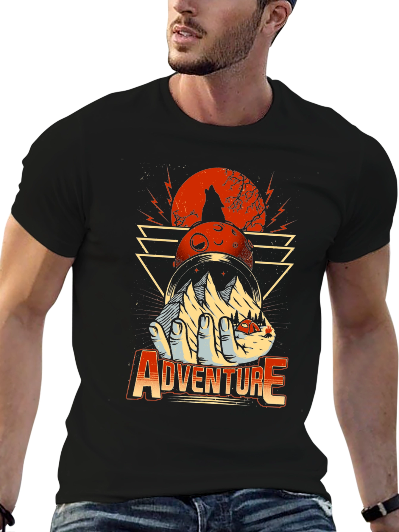 Adventure Graphic Print T-Shirt - Wolf Moon Design