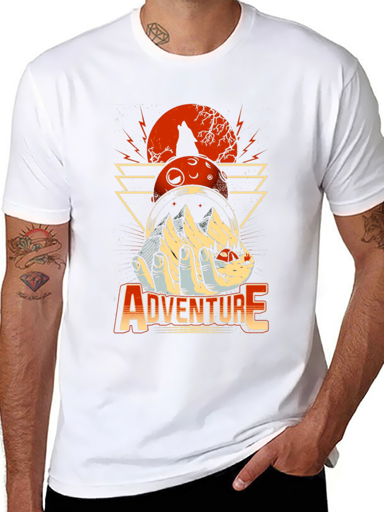 Adventure Graphic Print T-Shirt - Wolf Moon Design