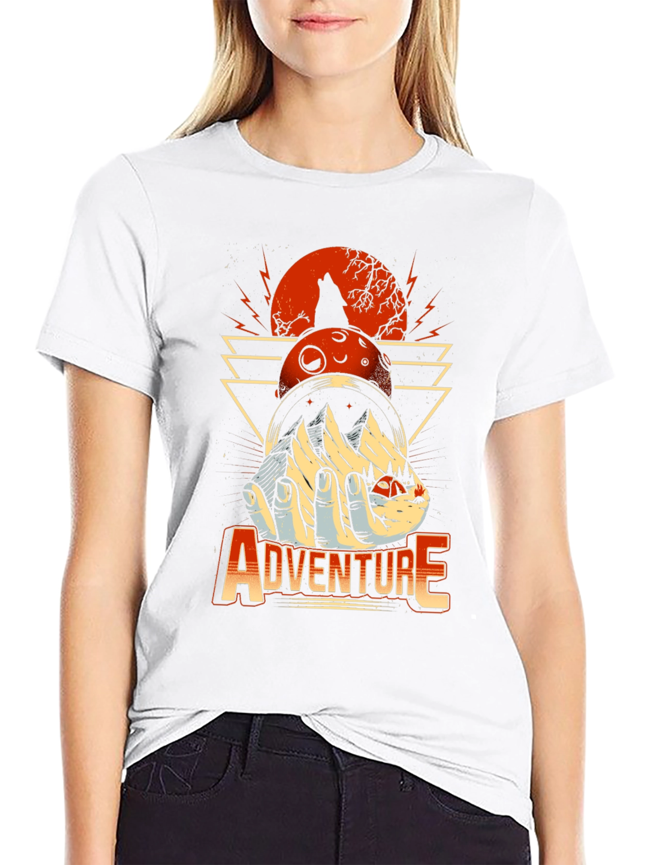 Adventure Graphic Print T-Shirt - Wolf Moon Design