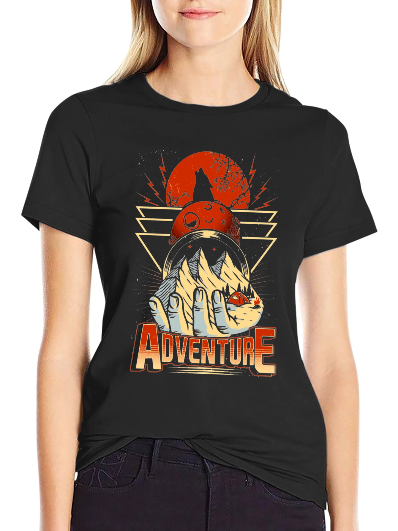 Adventure Graphic Print T-Shirt - Wolf Moon Design