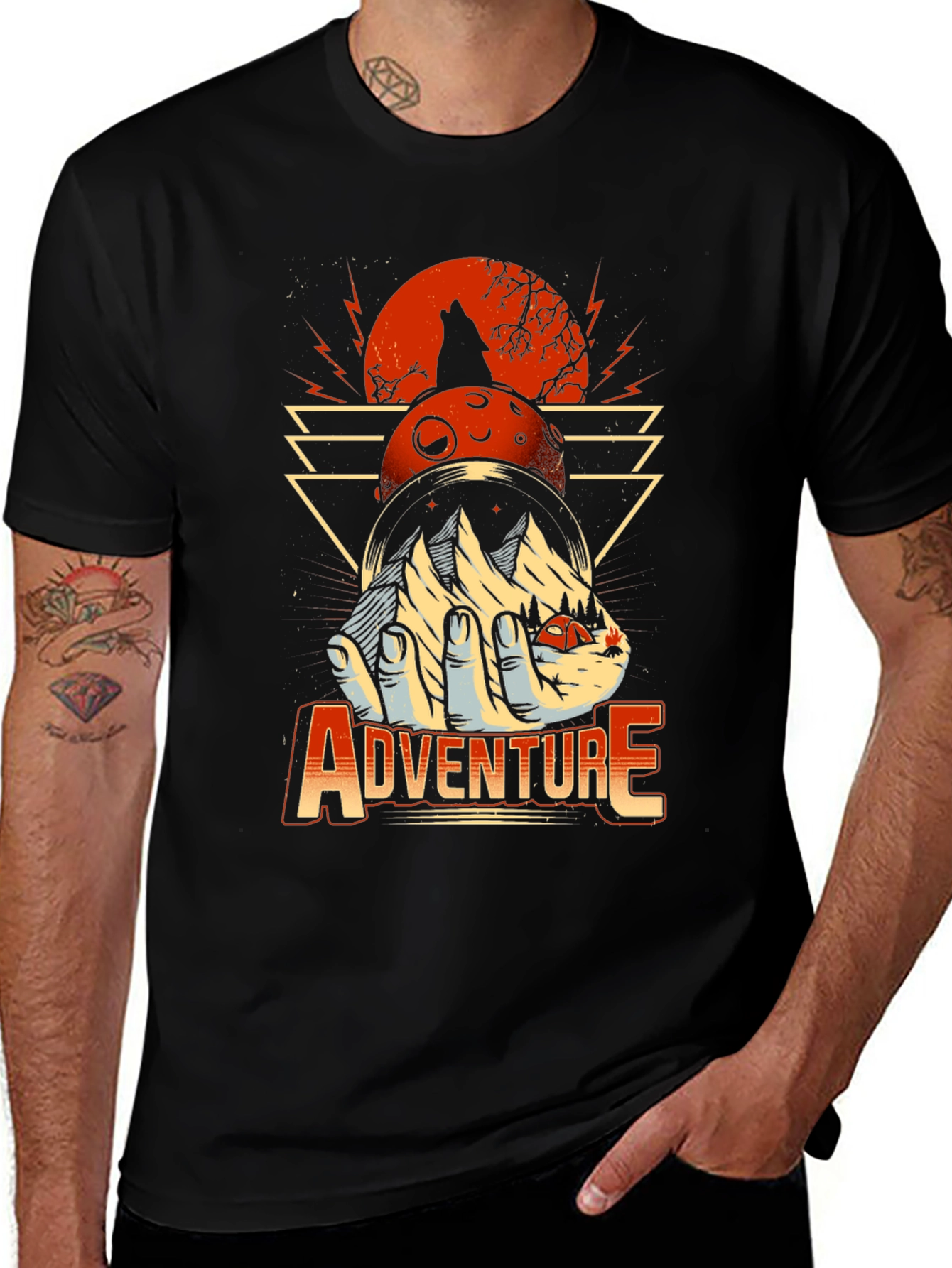 Adventure Graphic Print T-Shirt - Wolf Moon Design