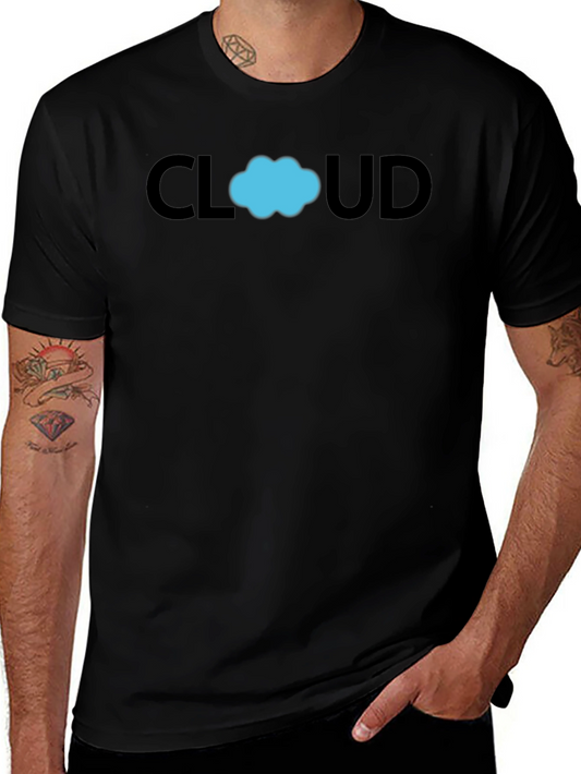 Cloud Graphic T-Shirt - Black Cotton Casual Tee