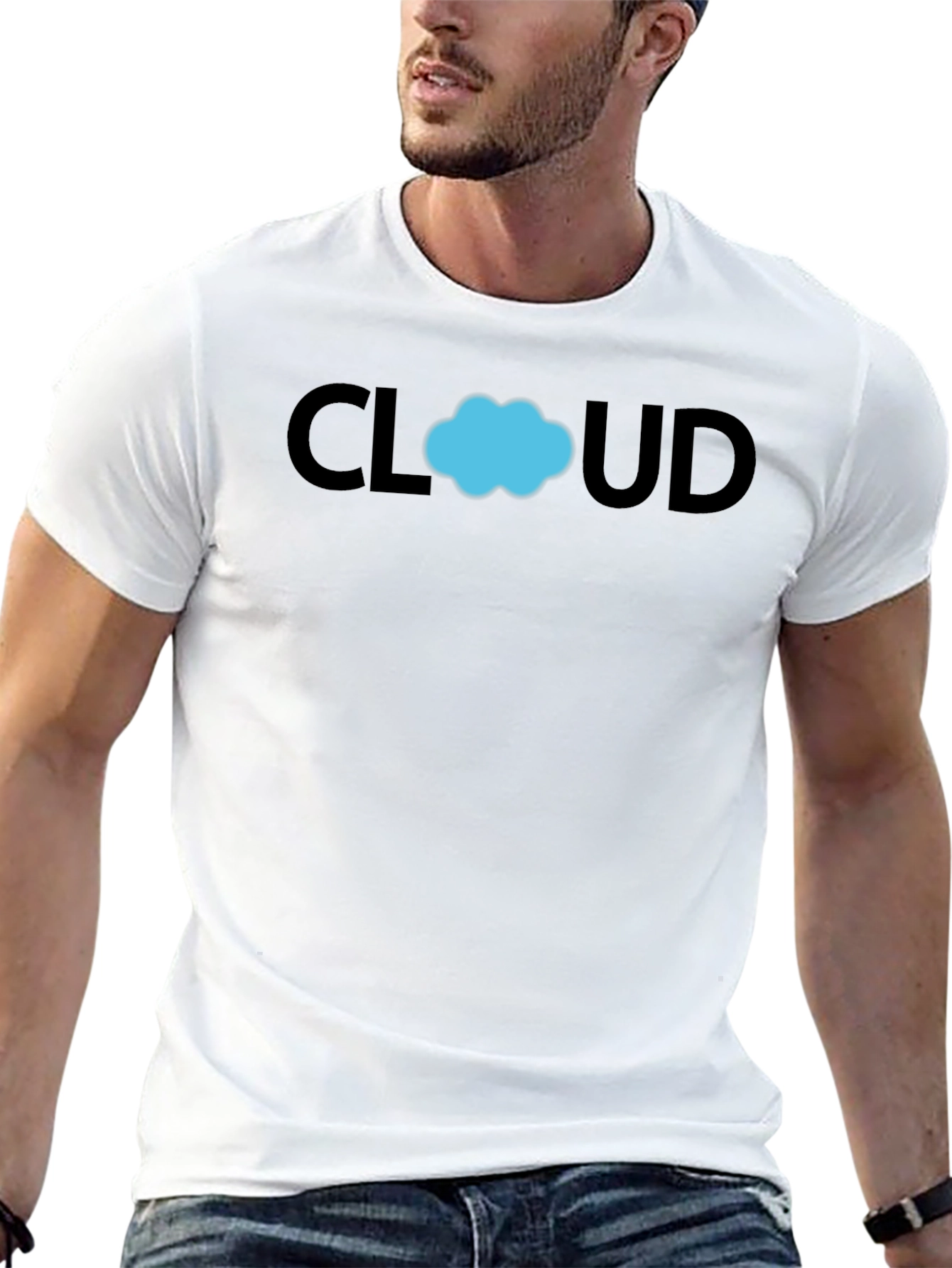 Cloud Graphic T-Shirt - Black Cotton Casual Tee