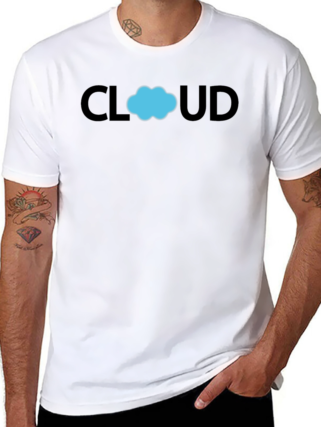 Cloud Graphic T-Shirt - Black Cotton Casual Tee