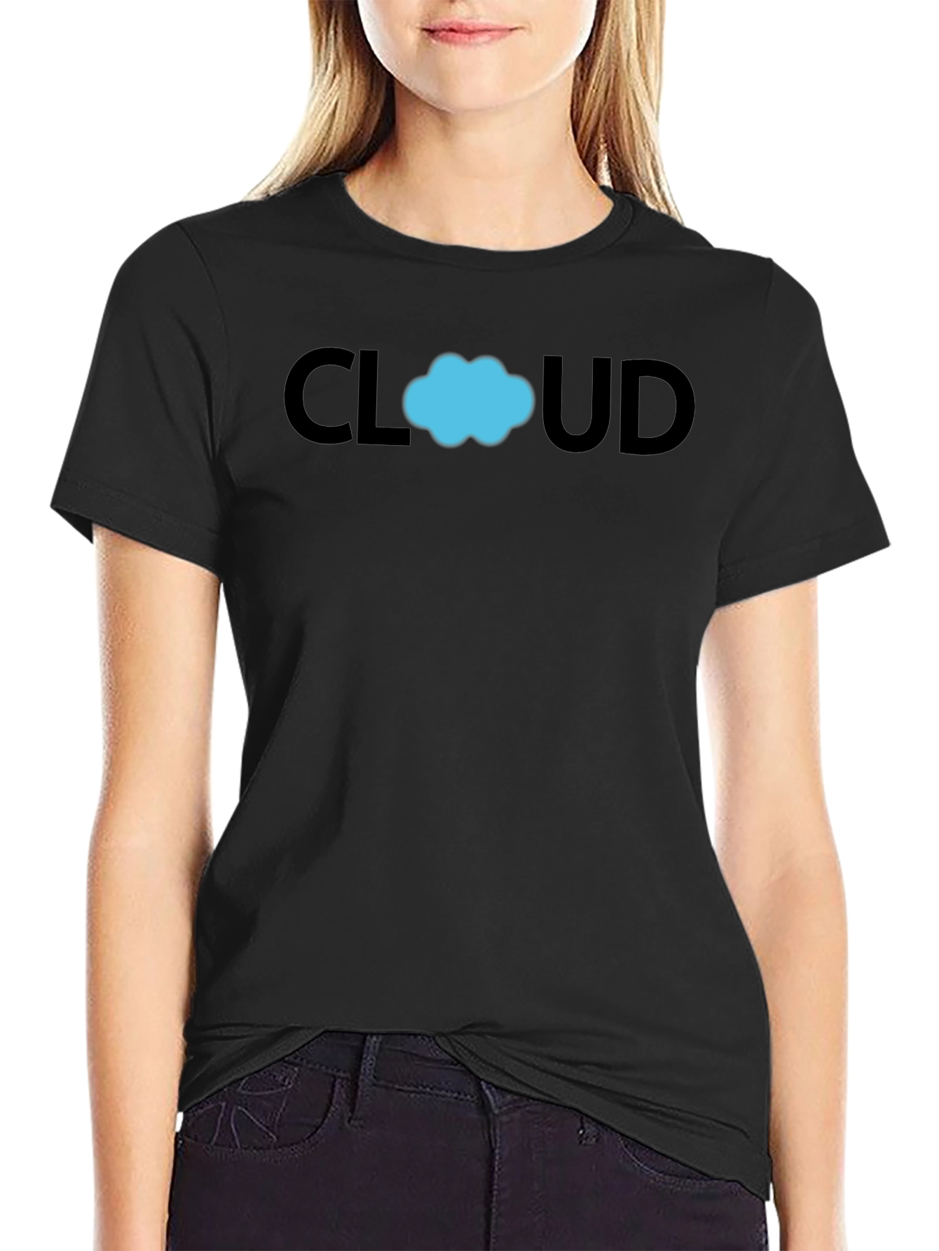 Cloud Graphic T-Shirt - Black Cotton Casual Tee