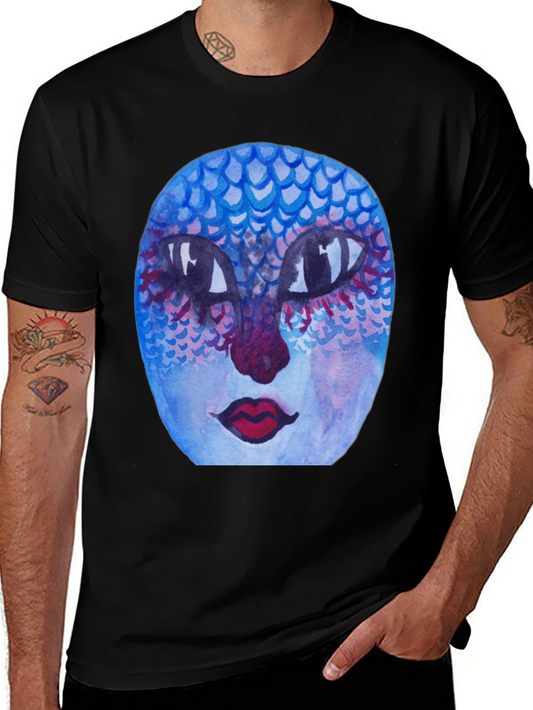 Unique Artistic Face Graphic Tee - Black