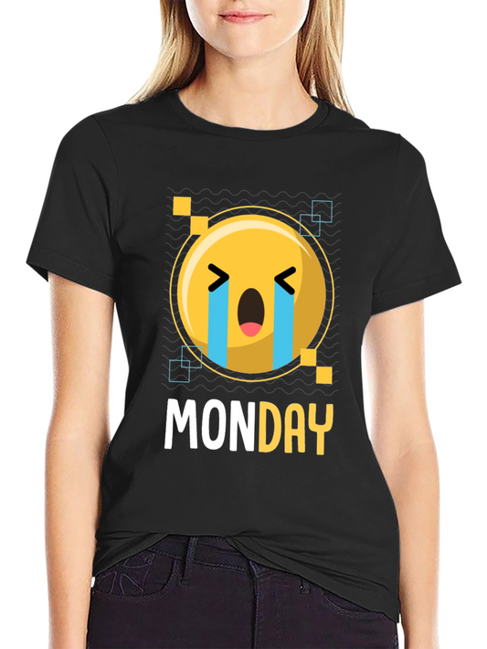 Monday Blues Emoji T-Shirt - Black