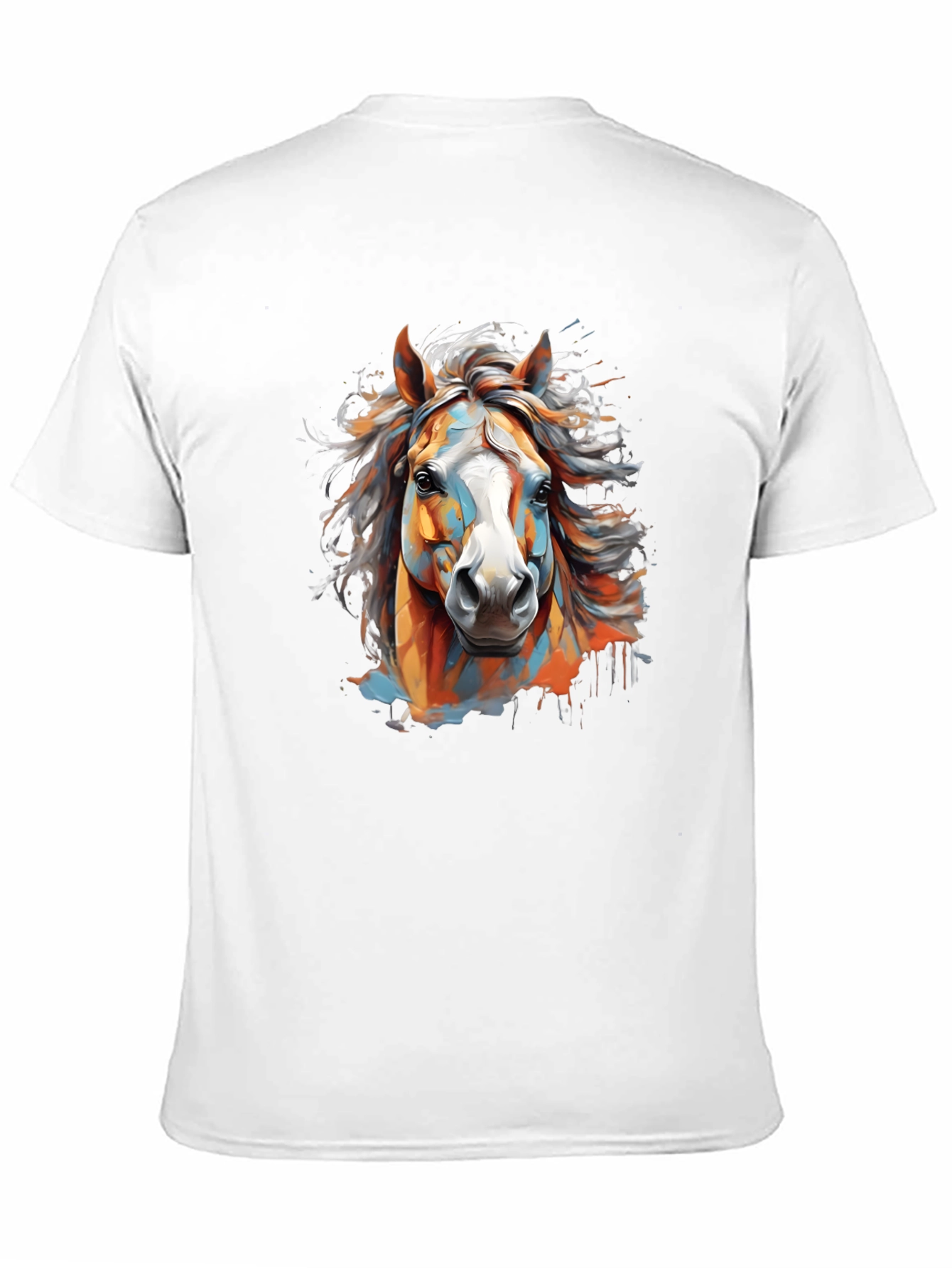 Vibrant Horse Graphic Tee - Black Cotton T-Shirt