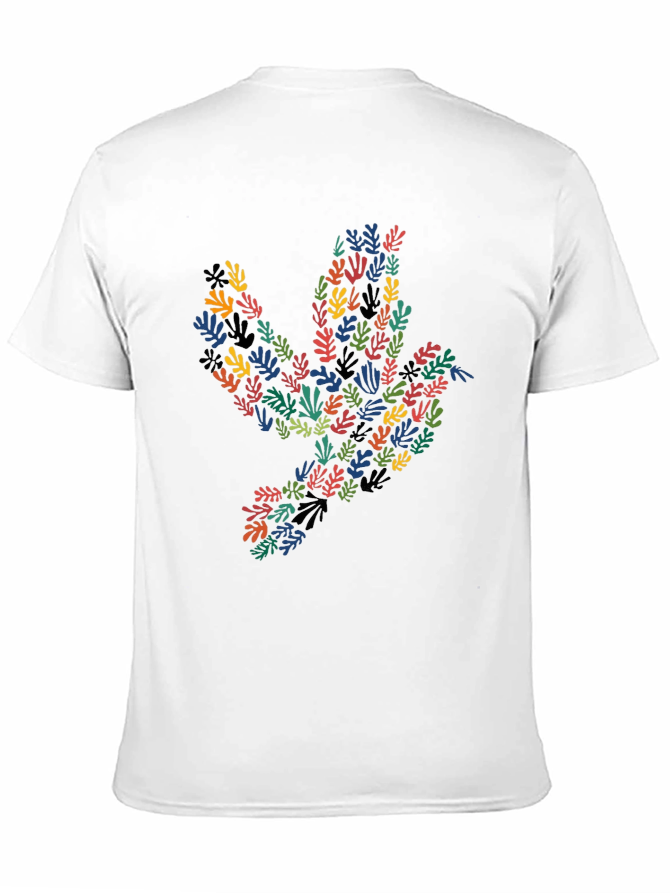 Abstract Leaf Dove Graphic Black T-Shirt