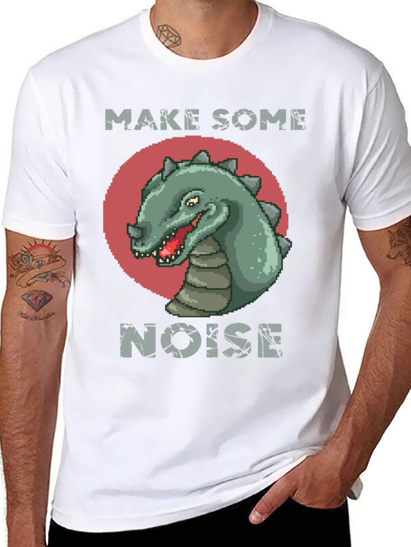 Dinosaur Pixel Art T-Shirt - Make Some Noise