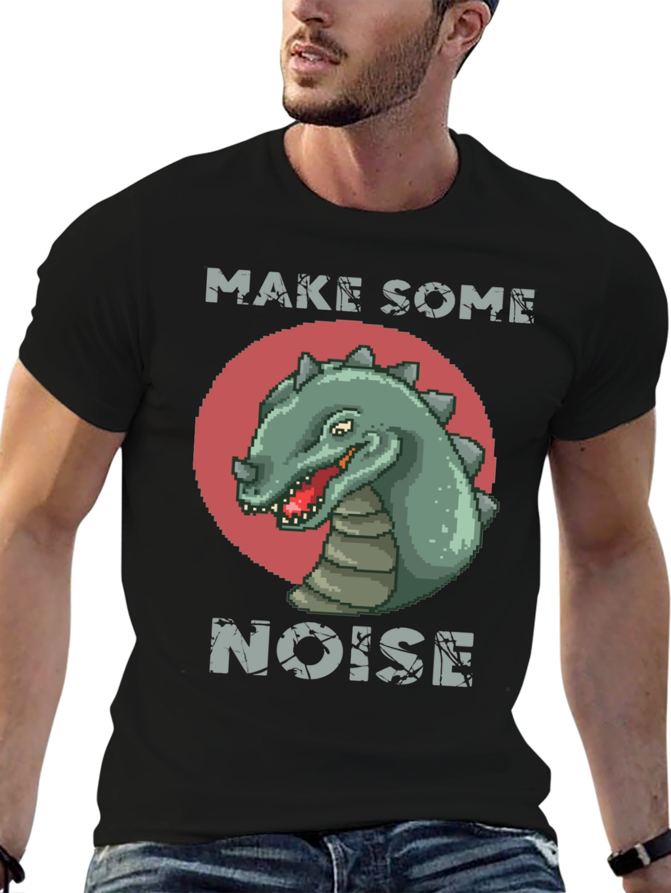 Dinosaur Pixel Art T-Shirt - Make Some Noise