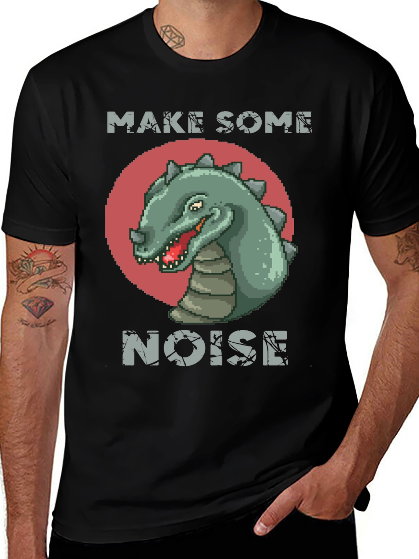 Dinosaur Pixel Art T-Shirt - Make Some Noise