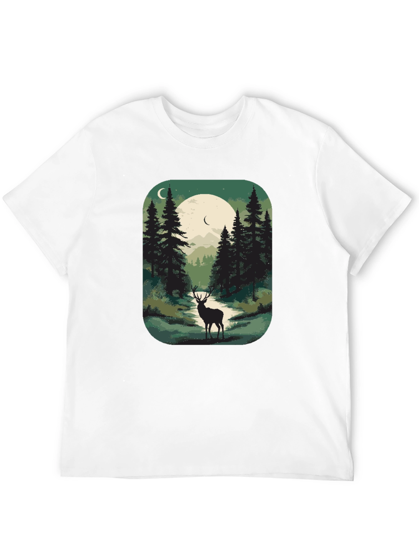 Nature Deer Graphic Tee - Mens Black T-Shirt