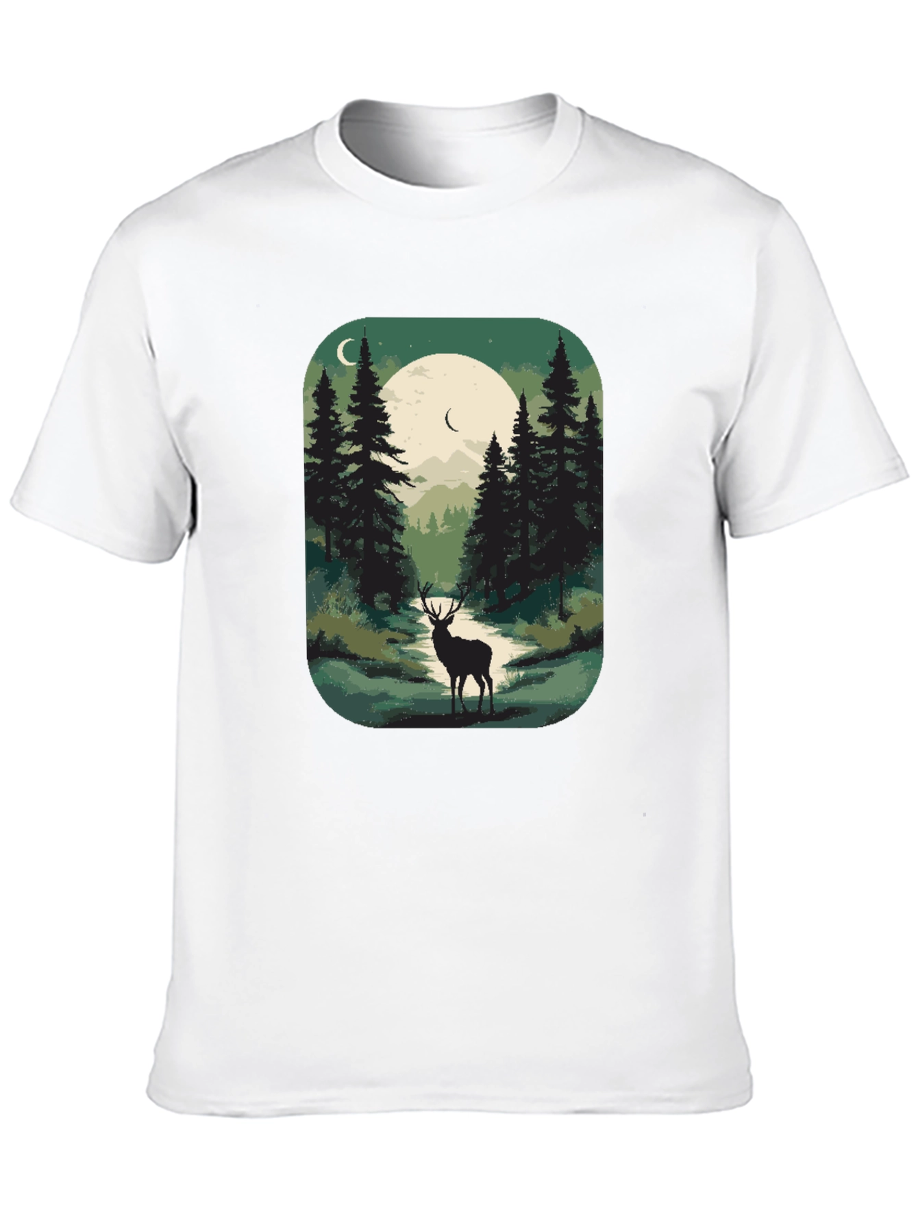 Nature Deer Graphic Tee - Mens Black T-Shirt