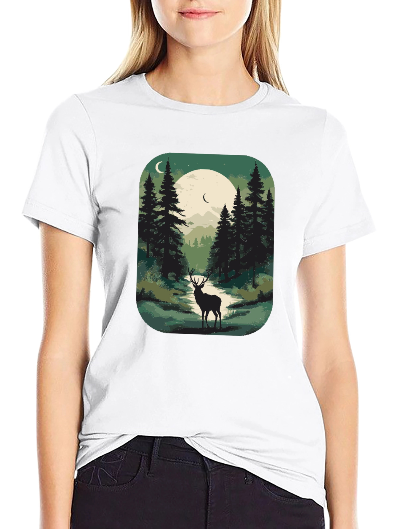 Nature Deer Graphic Tee - Mens Black T-Shirt