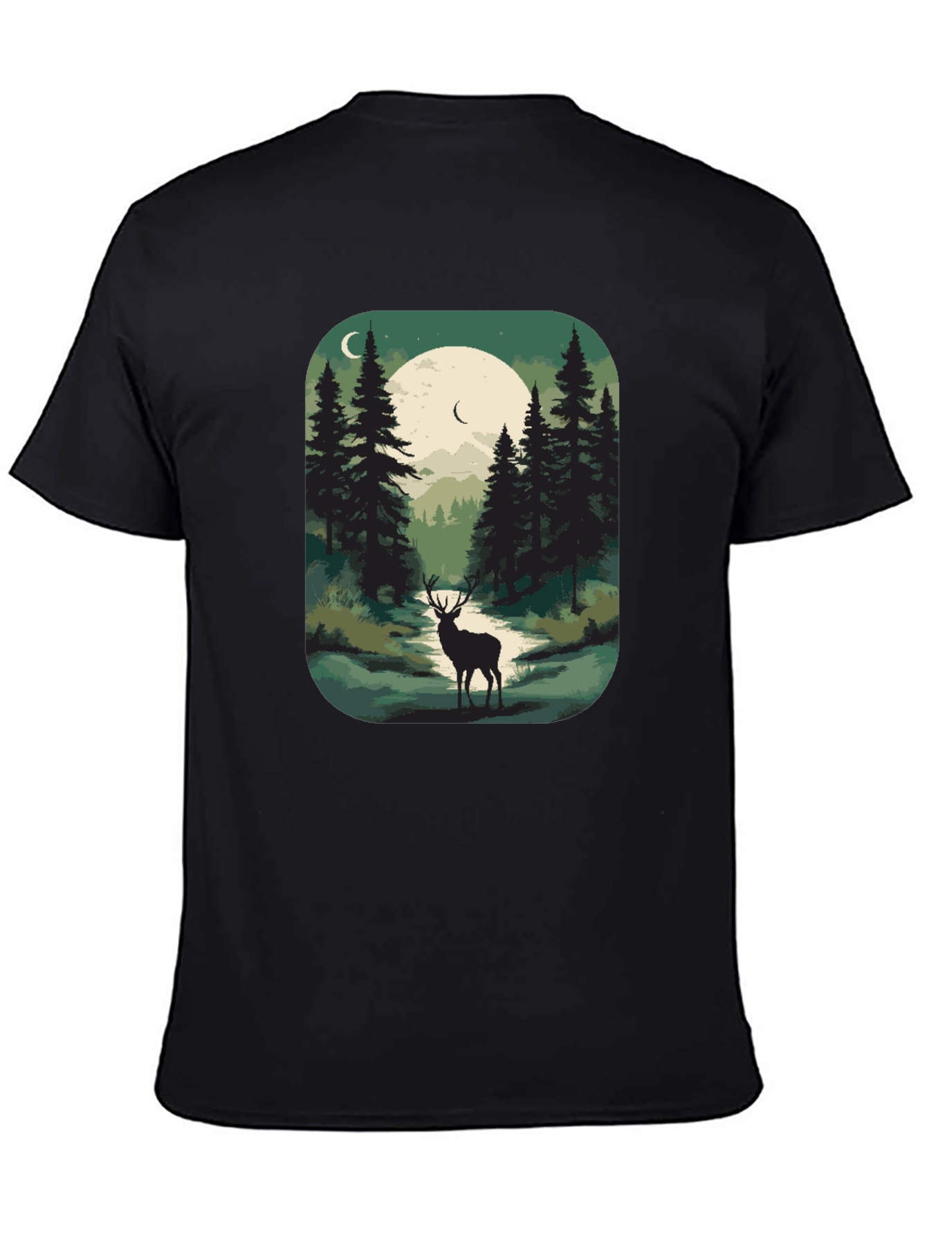 Nature Deer Graphic Tee - Mens Black T-Shirt