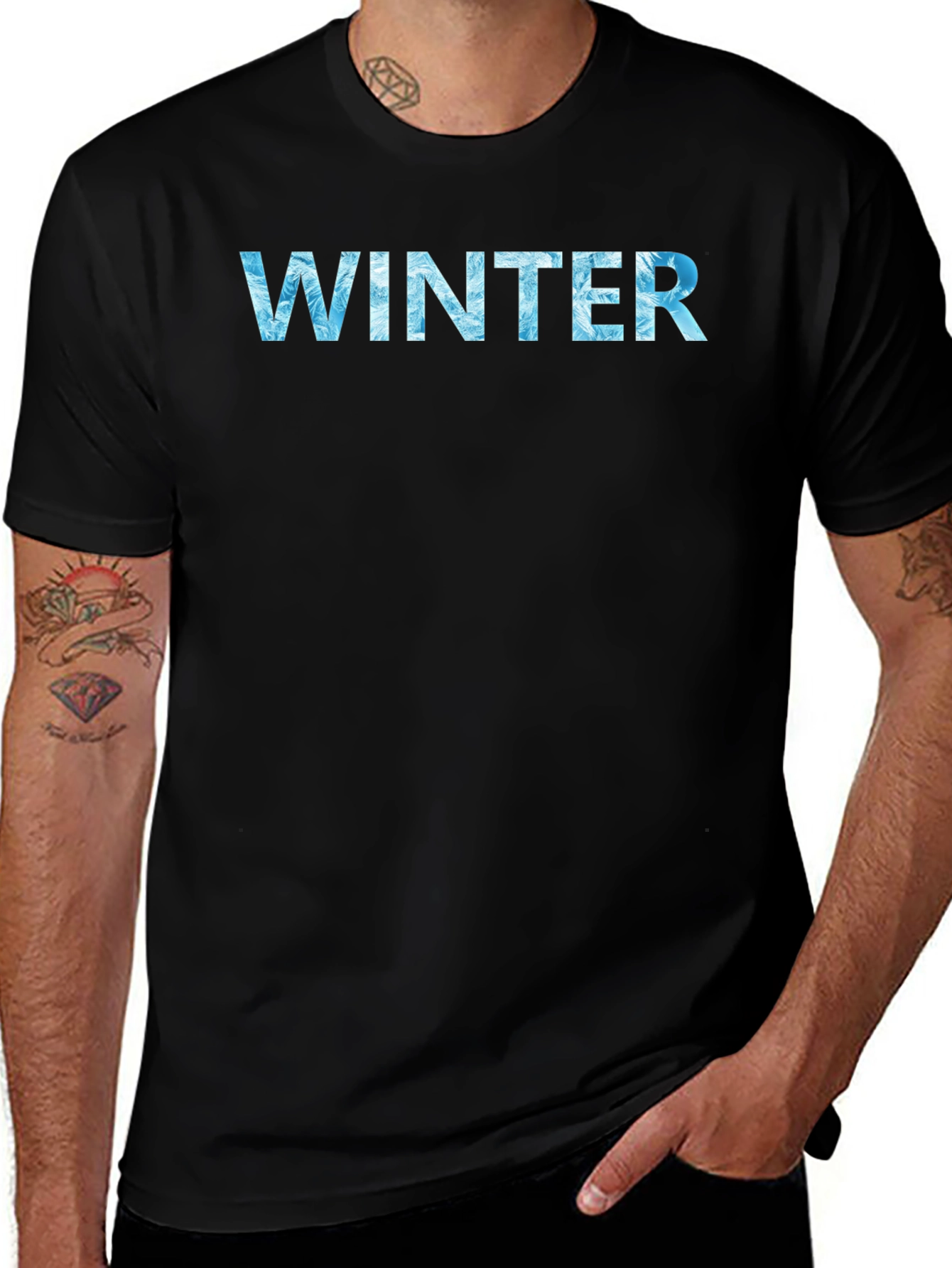 Winter Text Graphic Black T-Shirt
