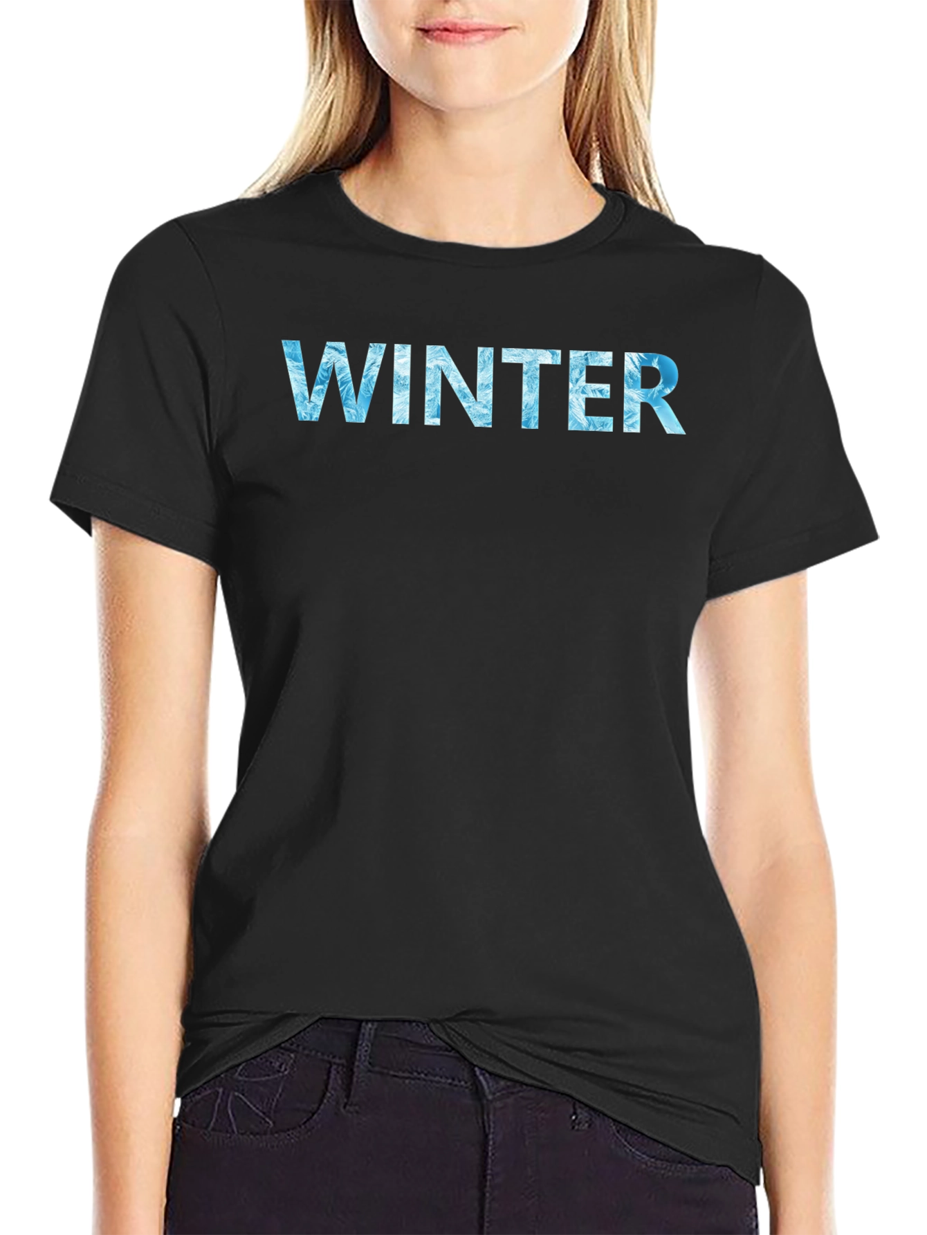 Winter Text Graphic Black T-Shirt