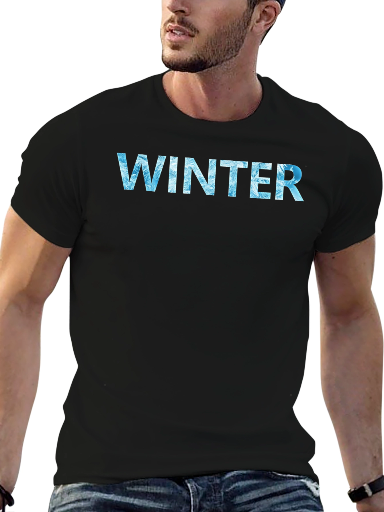 Winter Text Graphic Black T-Shirt