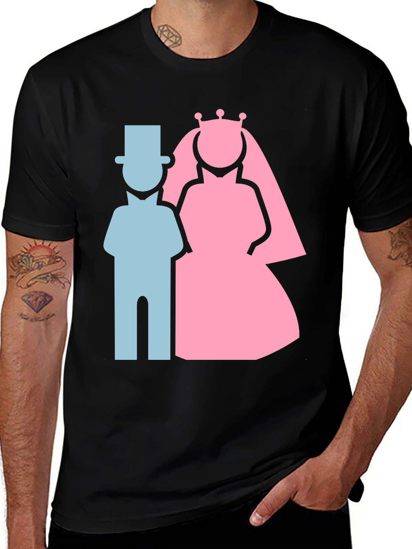Bride and Groom Graphic T-Shirt - Wedding Couple Tee