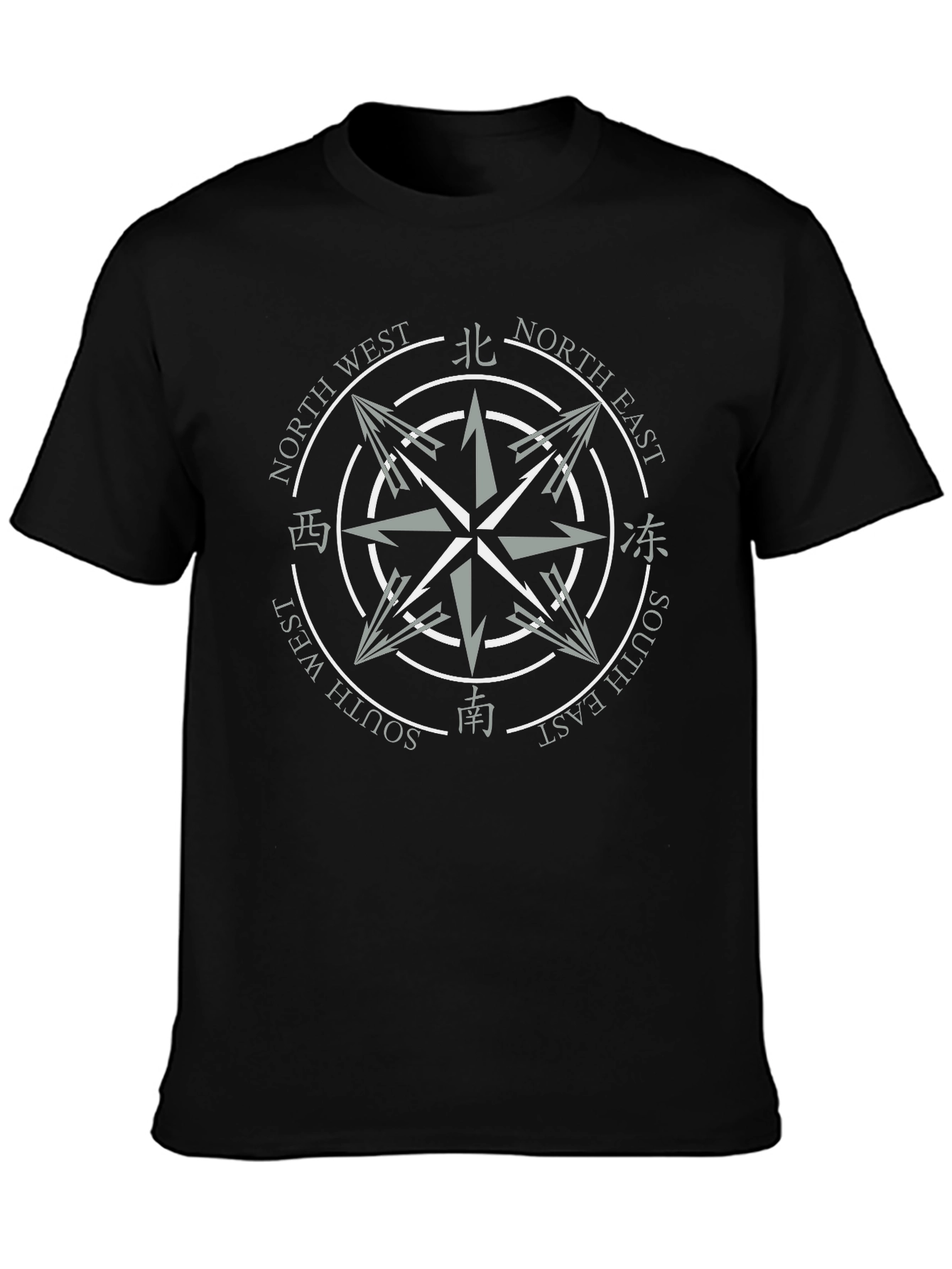 Compass Graphic Print Mens Black T-Shirt