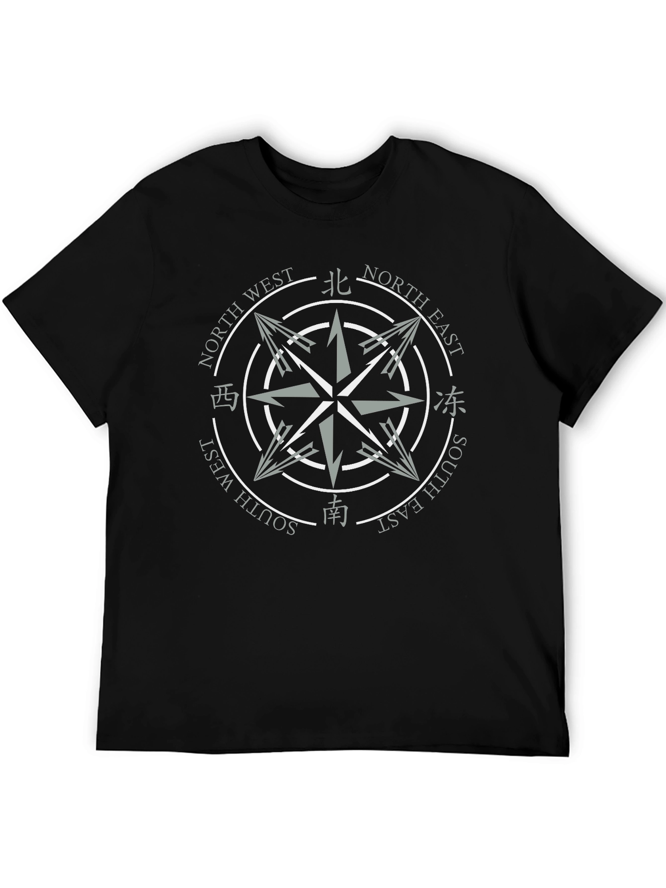 Compass Graphic Print Mens Black T-Shirt