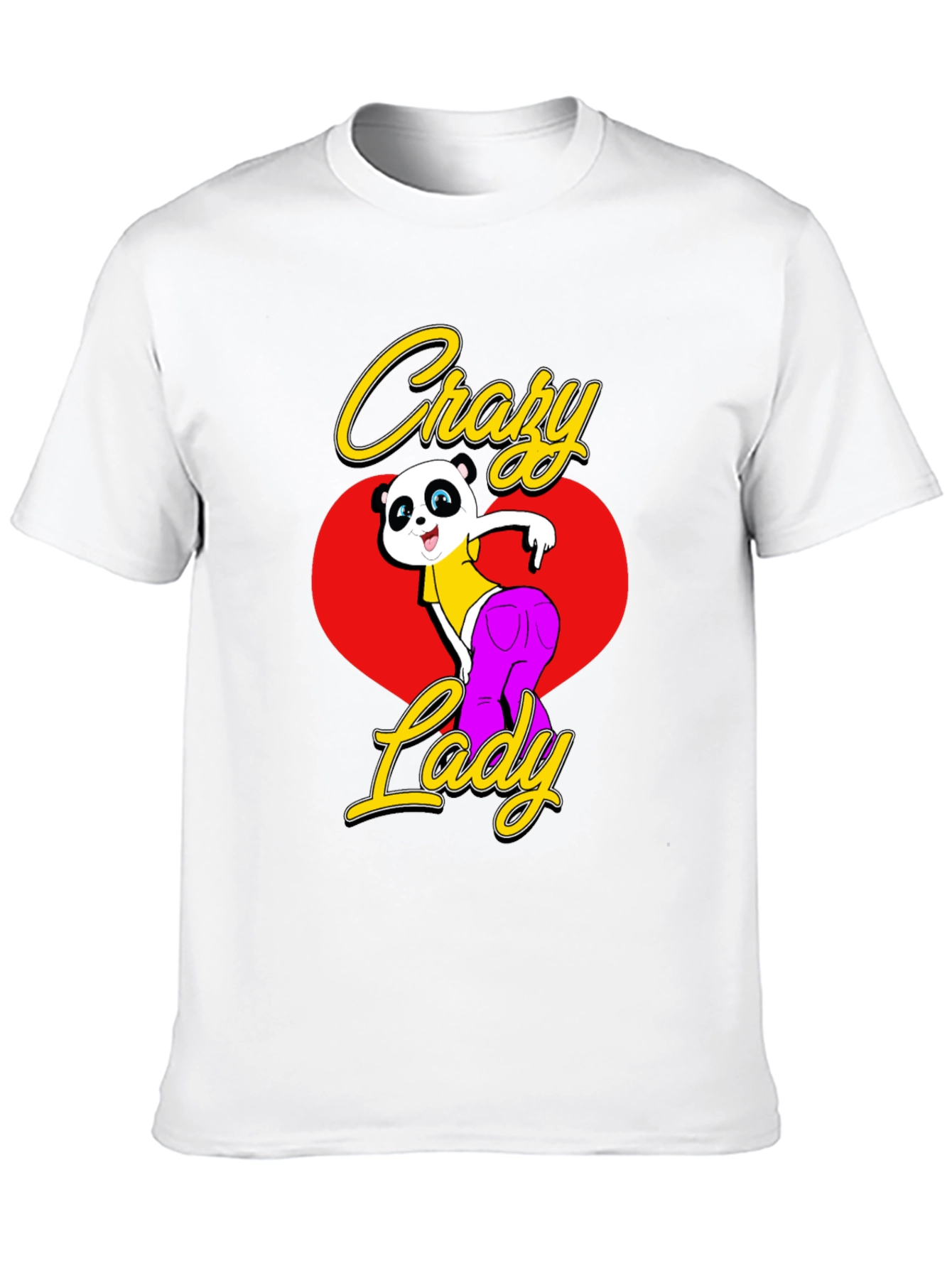 Crazy Lady Panda Black T-Shirt