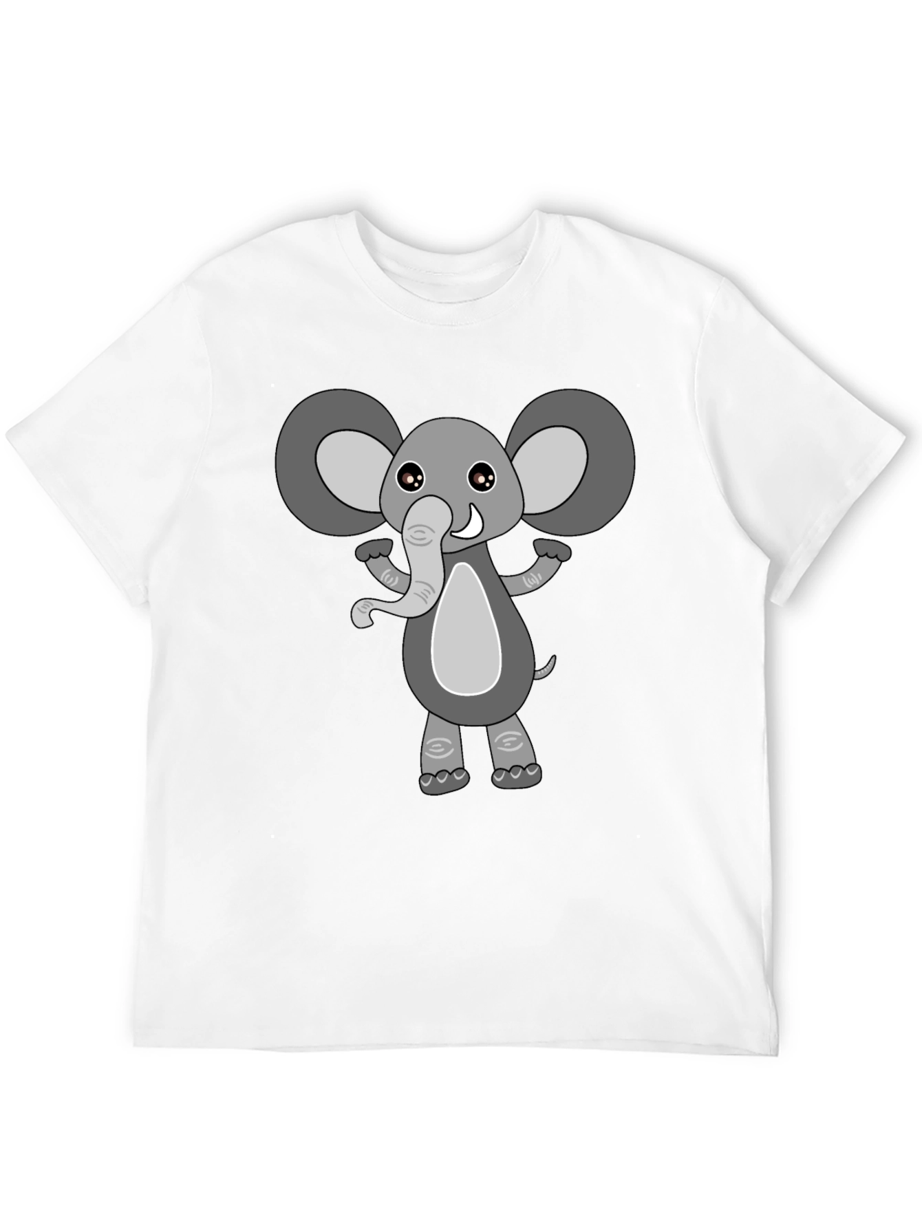 Cute Cartoon Elephant Black T-Shirt