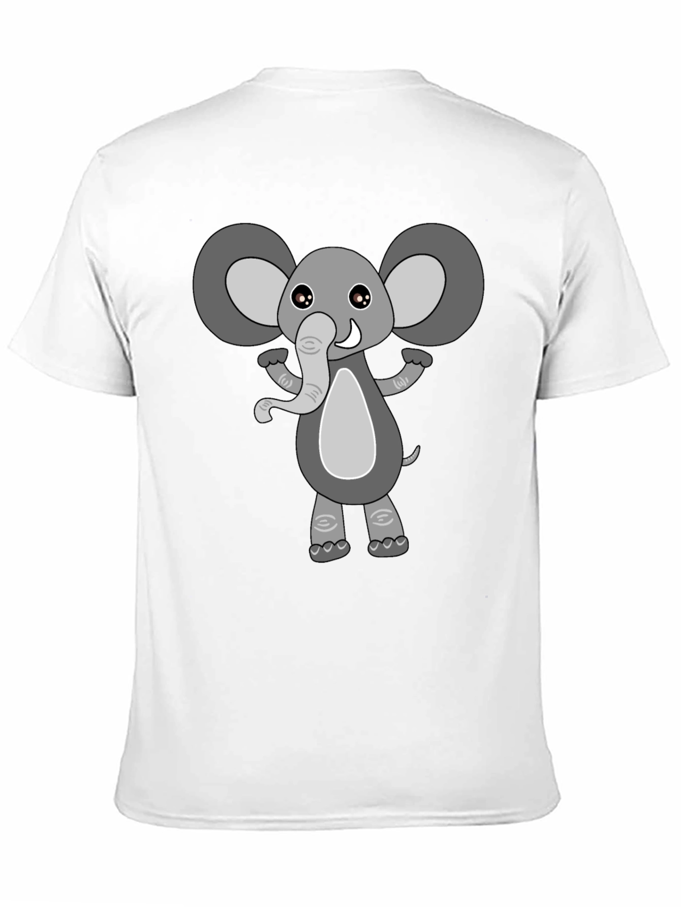 Cute Cartoon Elephant Black T-Shirt