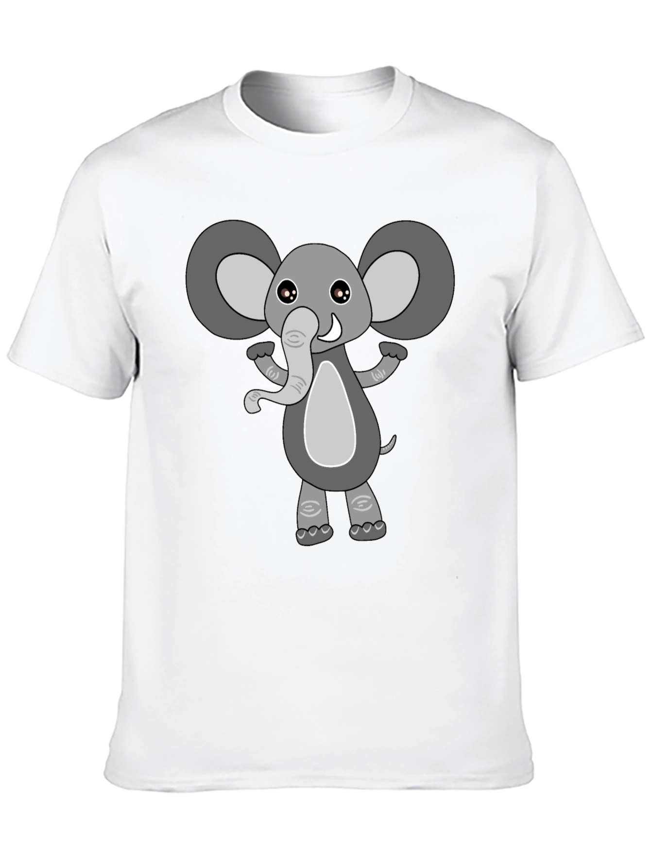 Cute Cartoon Elephant Black T-Shirt