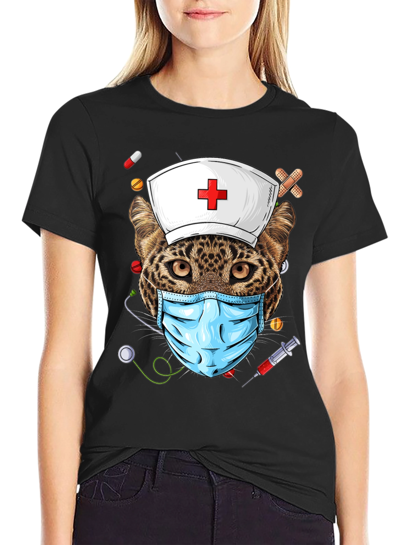 Leopard Nurse Graphic Tee