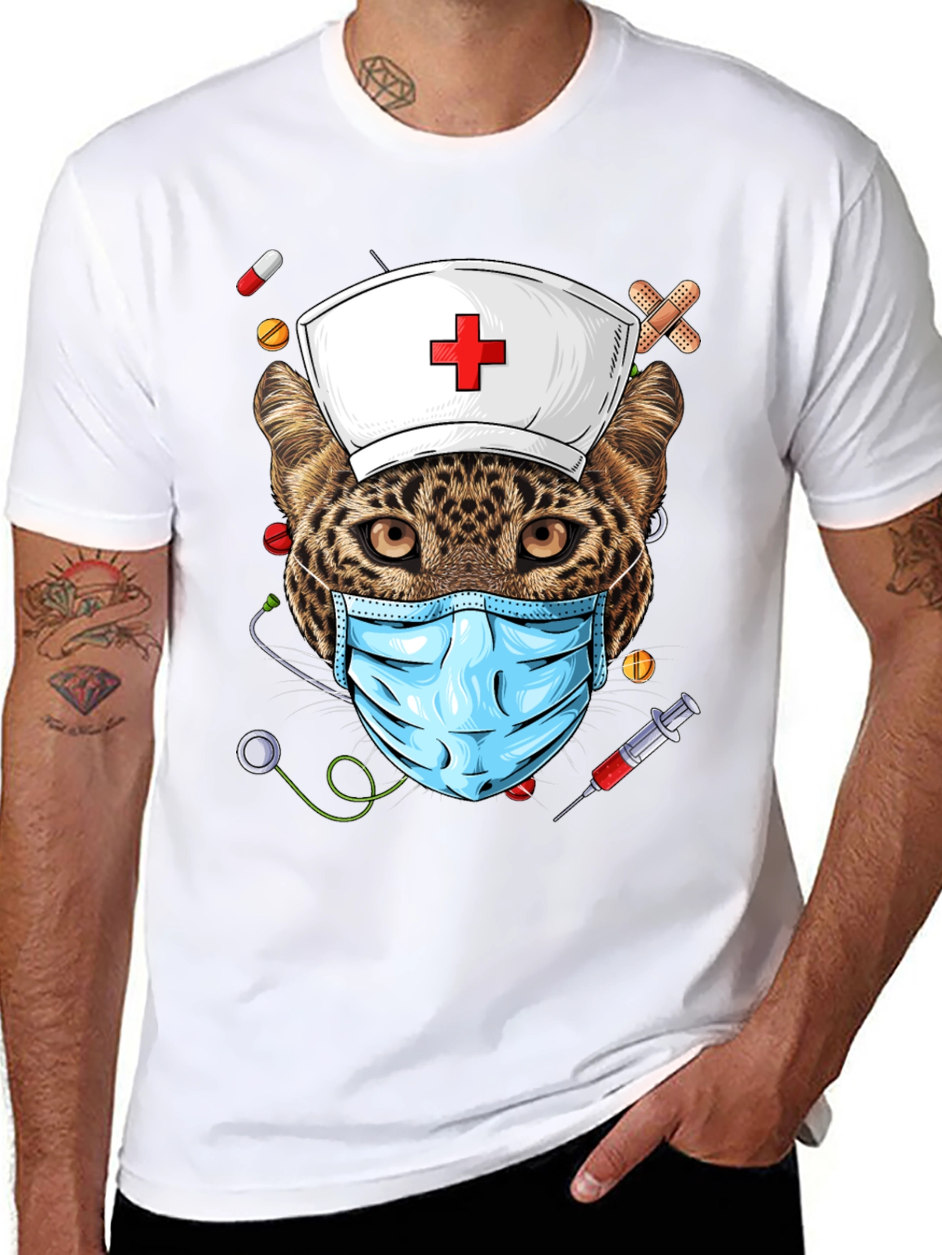 Leopard Nurse Graphic Tee