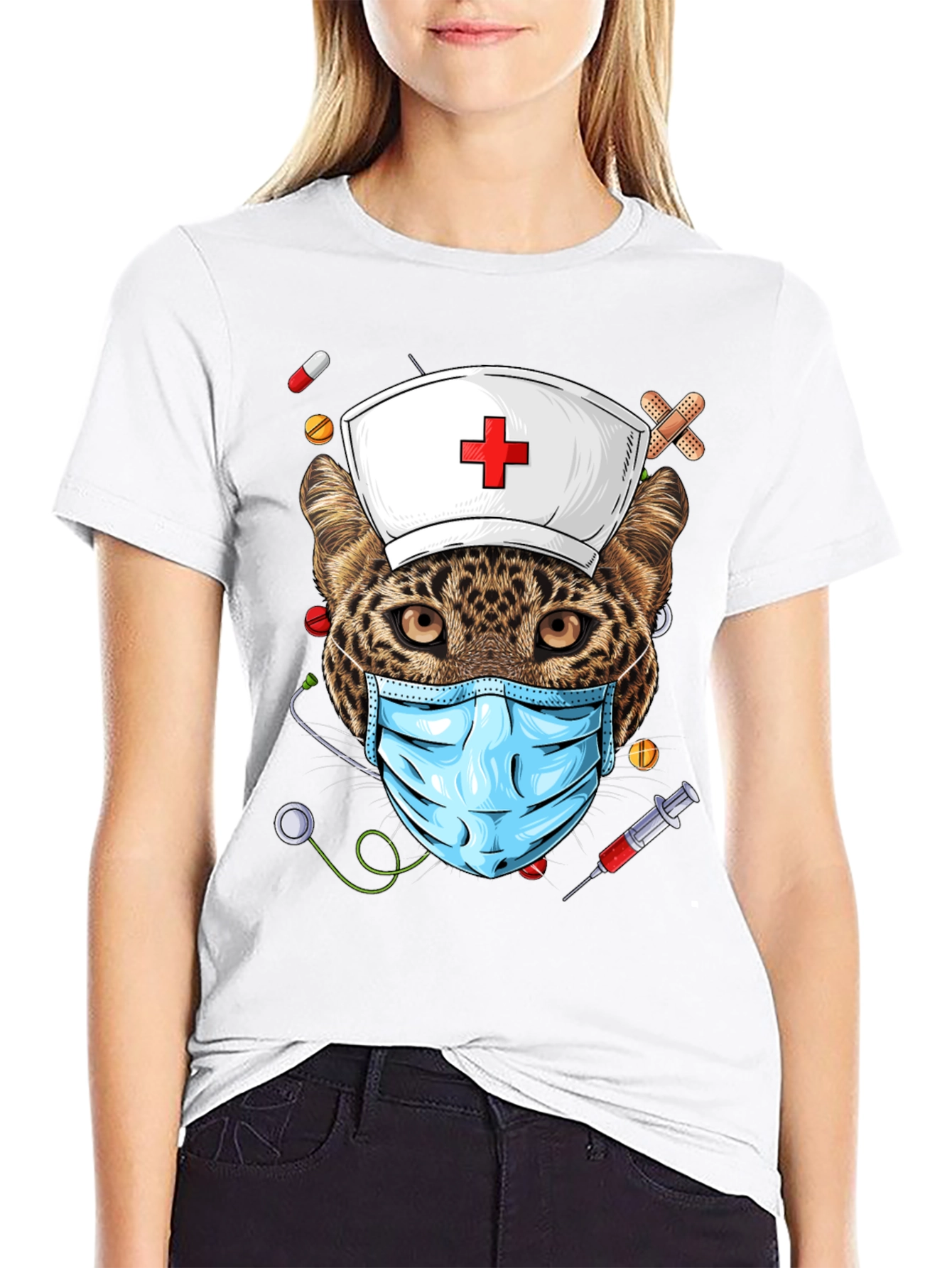 Leopard Nurse Graphic Tee