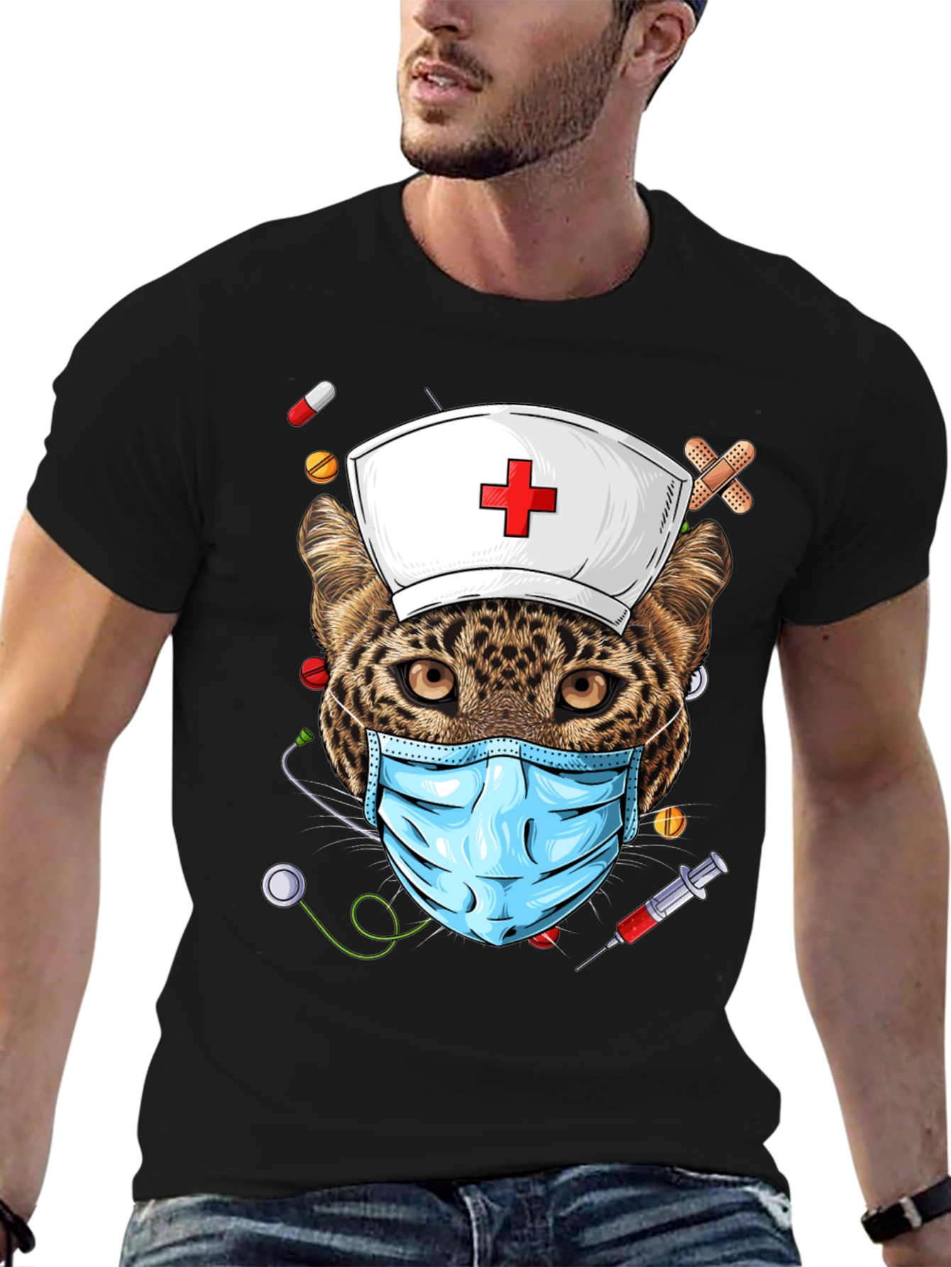 Leopard Nurse Graphic Tee