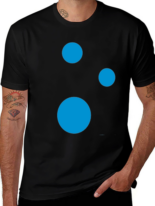 Modern Black T-Shirt with Abstract Blue Circle Design