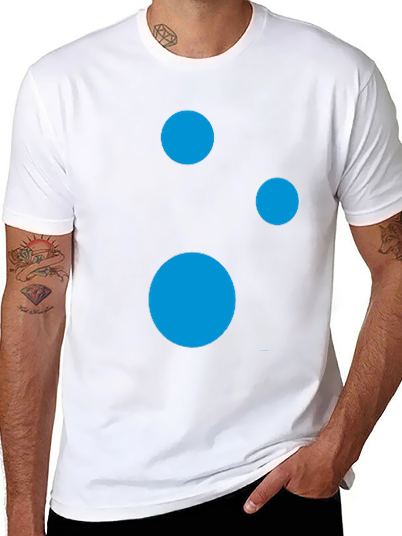 Modern Black T-Shirt with Abstract Blue Circle Design